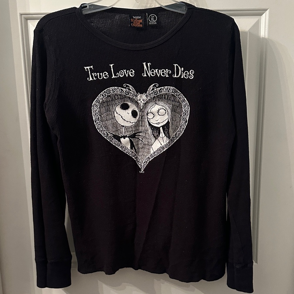 Black Long Sleeve Shirt with The Nightmare Before Christmas Print